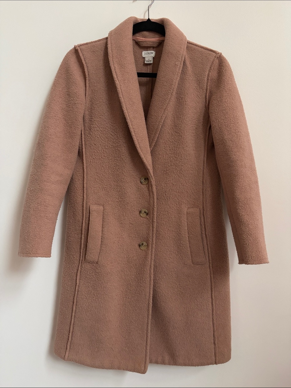 J. Crew Blush Pink Shawl-Collar Wool Blend Pea Coat